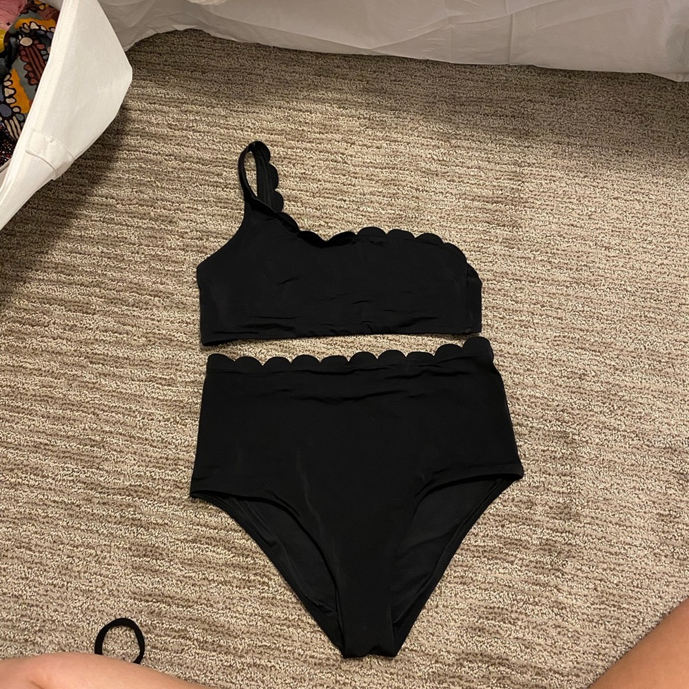 Chelsea 28 high waisted scallop one shoulder bikini